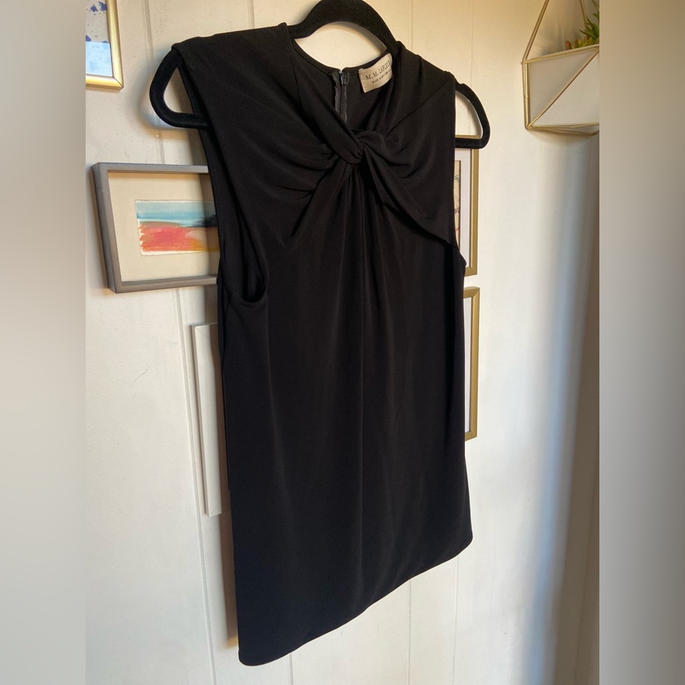 MM Lafleur Black Knot-Front sleeveless dress shirt